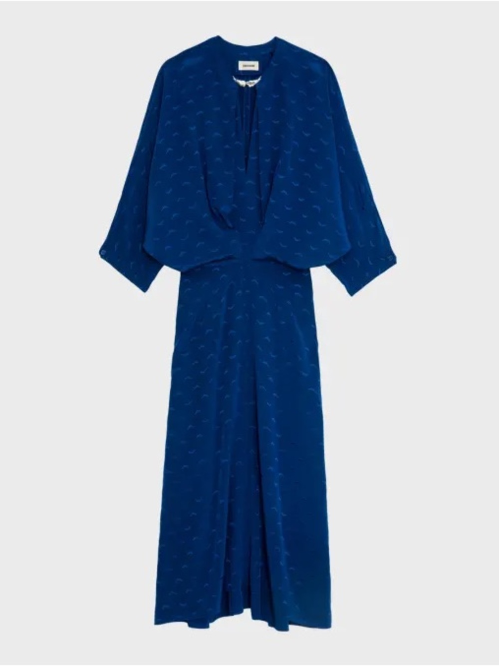 Zadig & Voltaire Cobalt Blue Maxi Dress with Tie Neck